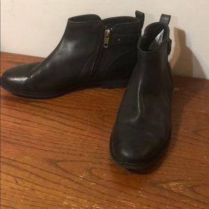UGG Black Leather Ankle Boots, Size 7